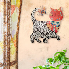 Cat Wall Decor Black And Red, Capiz & Metal, Outdoor Safe