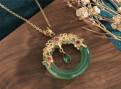 Golden Flower Ring over Chalcedony Necklace