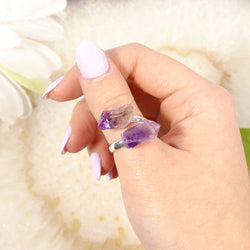 Amethyst Ring (Adjustable) | Amethyst Point Silver Plated