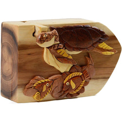 Turtle and Reef Fish - Hand Carved Keepsake Gift Box