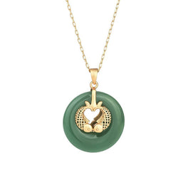 Double Gold Fish Jade Necklace