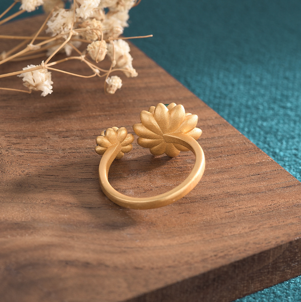 Double Flower Open Ring