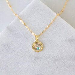 Turquoise and CZ Hamsa Necklace
