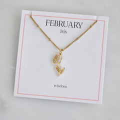 Birth Flower Necklaces - Waterproof: February - Iris