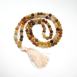 Rainbow Jade Knotted 108 Bead Mala - Prayer Beads - 8mm