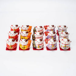15 Piece Assortment Maneki Neko Lucky Cat Figurines 2.5 Inch (1/18)