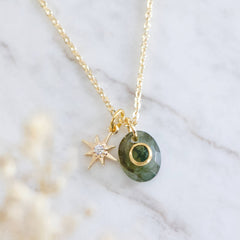 Labradorite With Moss Agate Inlay Star Necklace 