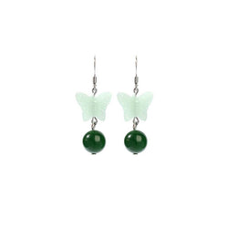 Green Jade Butterfly Earrings