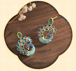 Enamel Peacock Stud Earrings