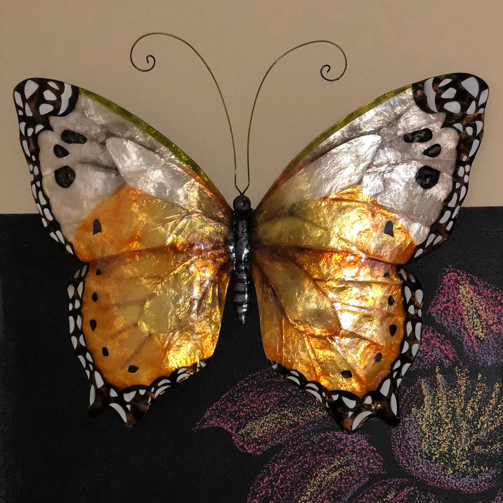 Butterfly Wall Decor Monarch, Capiz & Metal, Outdoor Safe