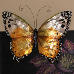 Butterfly Wall Decor Monarch, Capiz & Metal, Outdoor Safe
