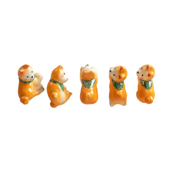 5pc Chopsticks and Shiba Inu Chopsticks Rest Gift Set