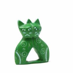 Soapstone Twin Cats: Dark Blue