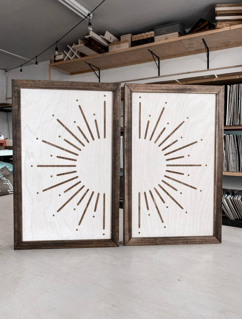 Two Piece Sunburst Artwork Set: Dark Walnut ( Shown )
