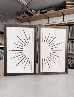 Two Piece Sunburst Artwork Set: Dark Walnut ( Shown )