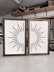 Two Piece Sunburst Artwork Set: Dark Walnut ( Shown )
