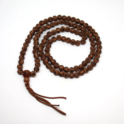 Korean Cedar with Characters Zen 108 Bead Mala - 8mm