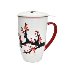 Sakura Cherry Blossoms Design 15oz Tea Mugs with Lid and Infuser for Loose Leaf Tea (4/32) (Copy) (Copy)