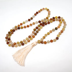 Rainbow Jade Knotted 108 Bead Mala - Prayer Beads - 8mm