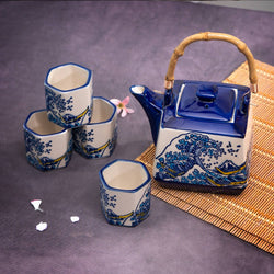 Great Wave Tea Set 20oz Tea Pot with 4 Hexagon Cups (4/8)