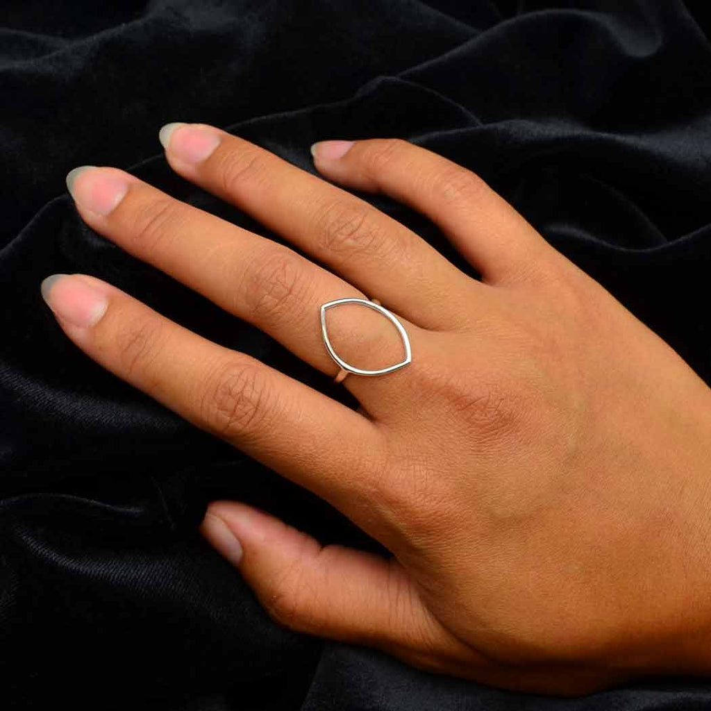 Sterling Silver large Marquis Wire Ring: 8