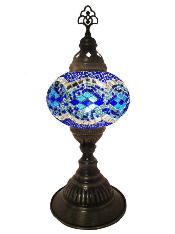 Mosaic Desk Lamp - Blue/Turquoise Diamond