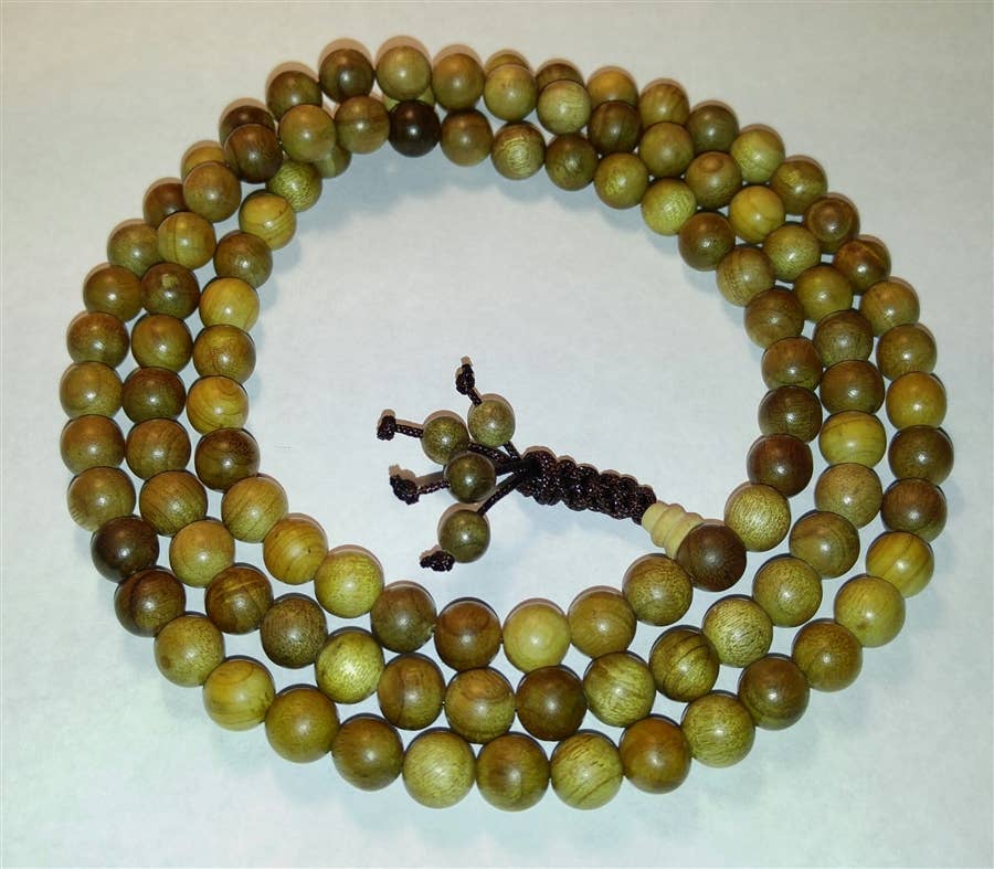 Gold Phoebe Wood Zen 108 Bead Mala - Prayer Beads - 8mm