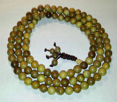 Gold Phoebe Wood Zen 108 Bead Mala - Prayer Beads - 8mm