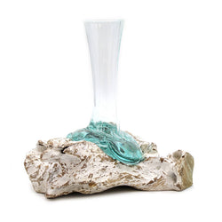 Glass on Whitewash Wood - Vase - Medium