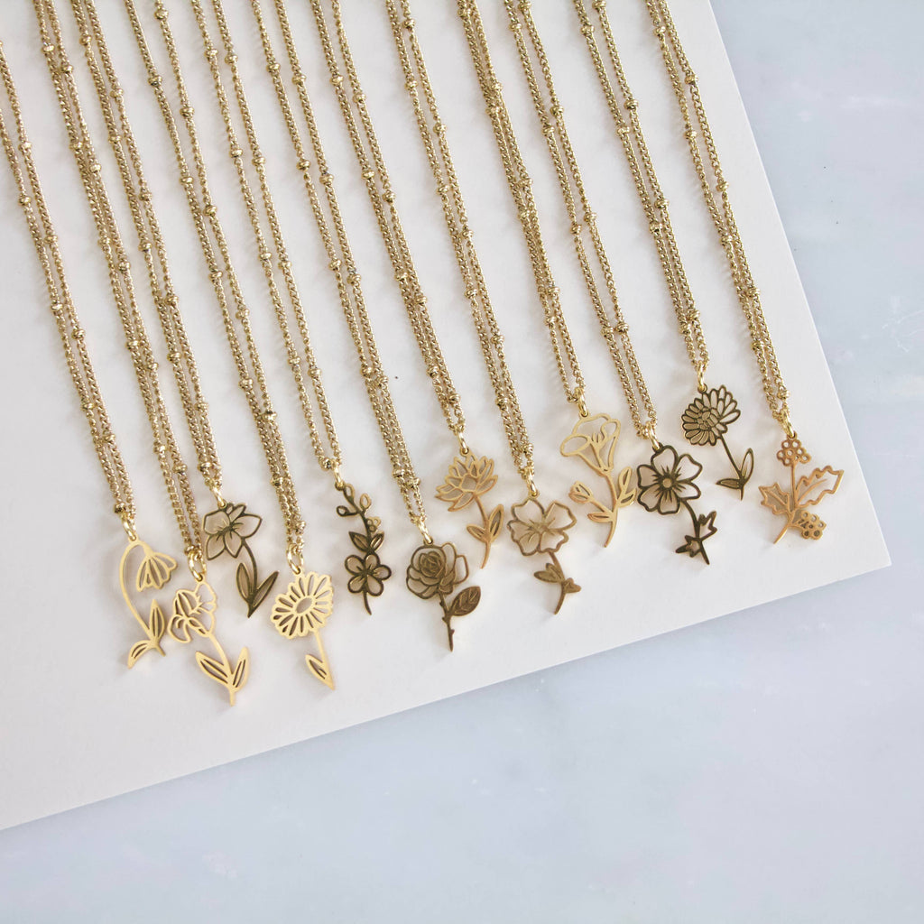 Birth Flower Necklaces - Waterproof: May - Hawthorn