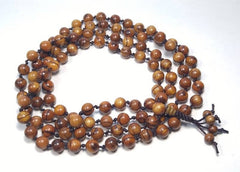 Tiger Aloeswood Knotted 108 Bead Mala - Prayer Beads - 8mm