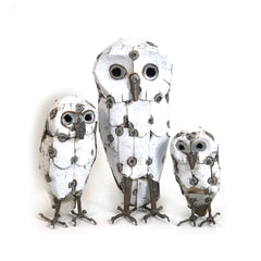 Snowy White Owls Recycled Metal: M