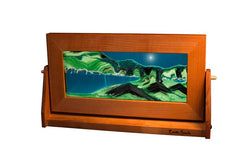 Cherry Wood (Traditional) Moving Sand Art Pictures: Ocean Blue / Small