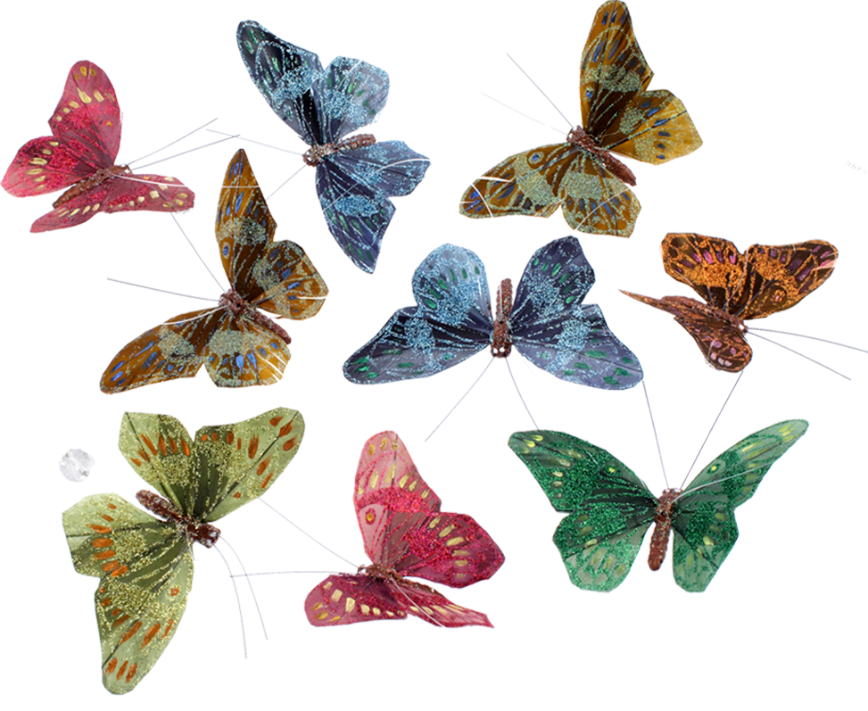 Vineyard Sky Gltr Butterfly Garland - THH7018B