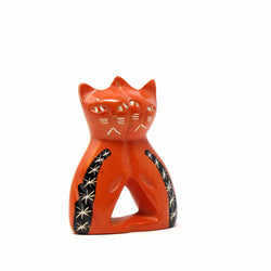 Soapstone Twin Cats: Dark Blue