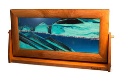 Cherry Wood (Traditional) Moving Sand Art Pictures: Ocean Blue / Small