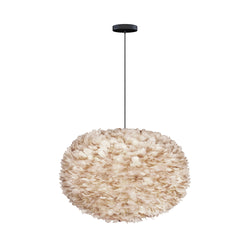 Eos Large Hardwired Pendant in Light Brown, Black Cord