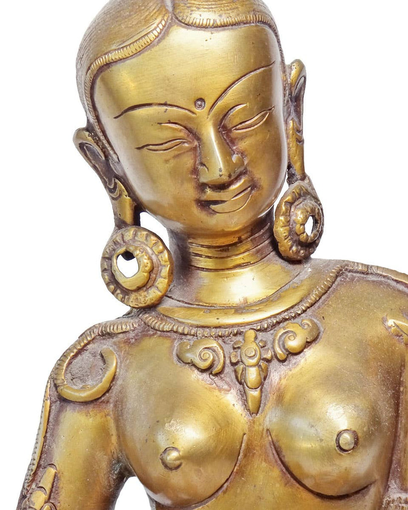 Vintage Brass Parvati Statue: Nude