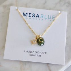 Labradorite With Moss Agate Inlay Star Necklace 