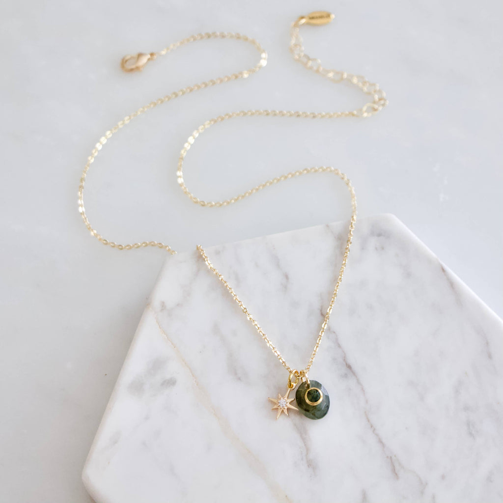 Labradorite With Moss Agate Inlay Star Necklace 