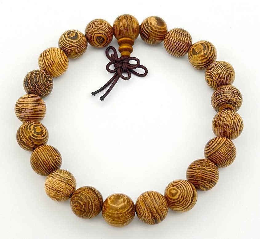 Phoenix Tail Wood Beaded Bracelet - Wrist Mala - 8mm