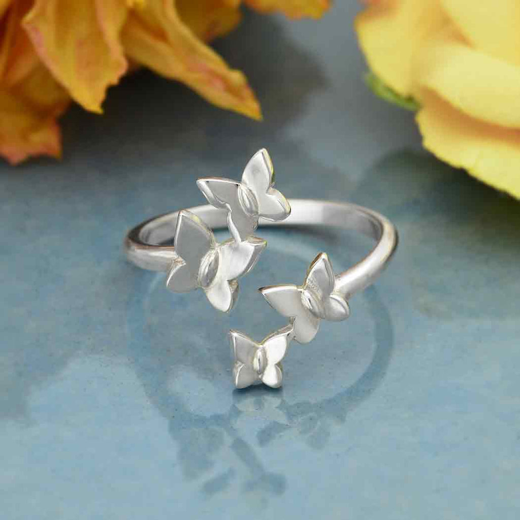 Adjustable Butterfly Cluster Ring: Bronze