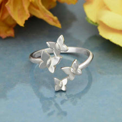 Adjustable Butterfly Cluster Ring: Bronze