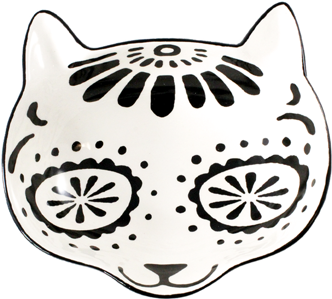 Sugar Skull Cat Day of the Dead Porcelain Bowl - DDC172