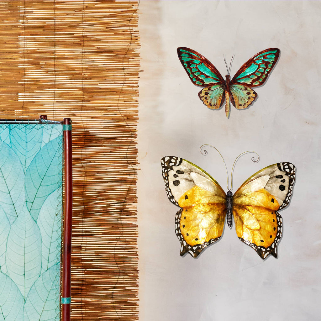 Butterfly Wall Decor Monarch, Capiz & Metal, Outdoor Safe