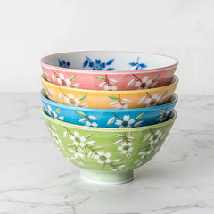 4 Piece Rice Bowl Gift Set Haruzakura Design Assorted Color