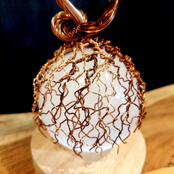 USB LED Lamp Copper Wire Entwined Bonsai Tree on Selenite