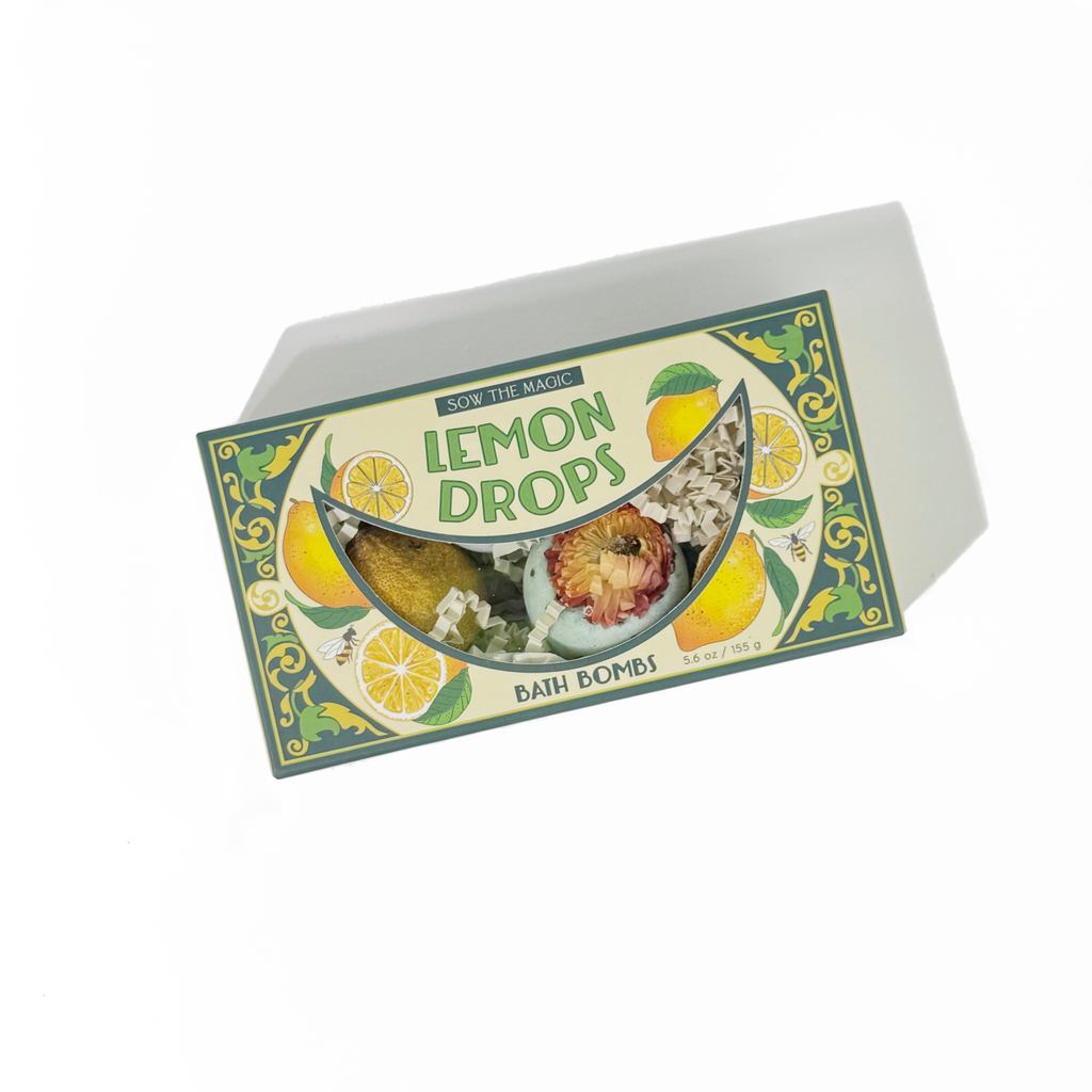 Natural Lemon Drop Bath Bomb Gift Set made with Lemon + MInt