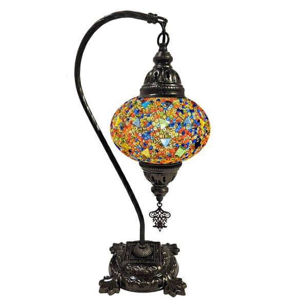 Hanging Mosaic Desk Lamp - Multi color glass beads with tria