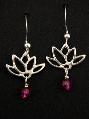 Lotus Blooms Earrings In Fuchsia